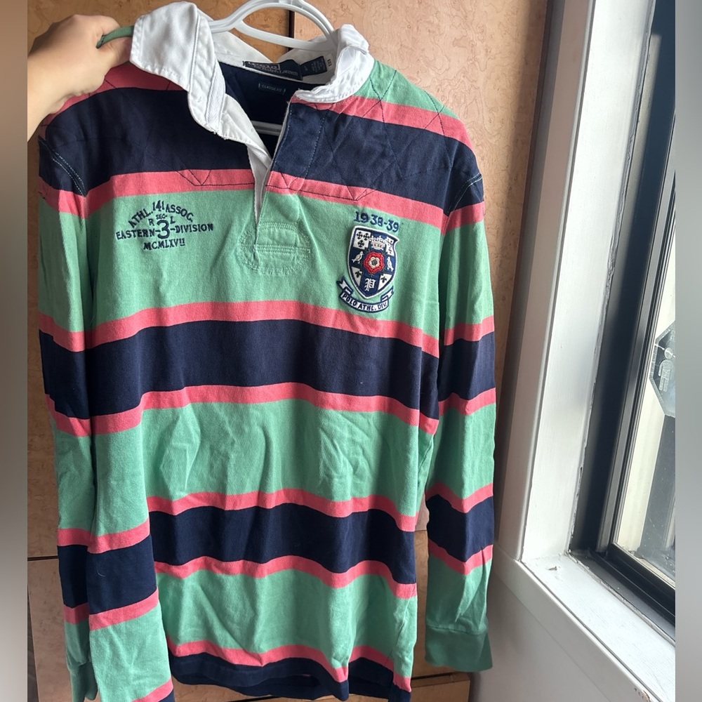 Polo Ralph Lauren Striped Rugby Shirt with Embroidered Crest